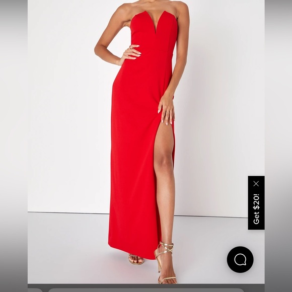 Lulus Dedicated to Glamour Red Strapless Maxi - Picture 1 of 1